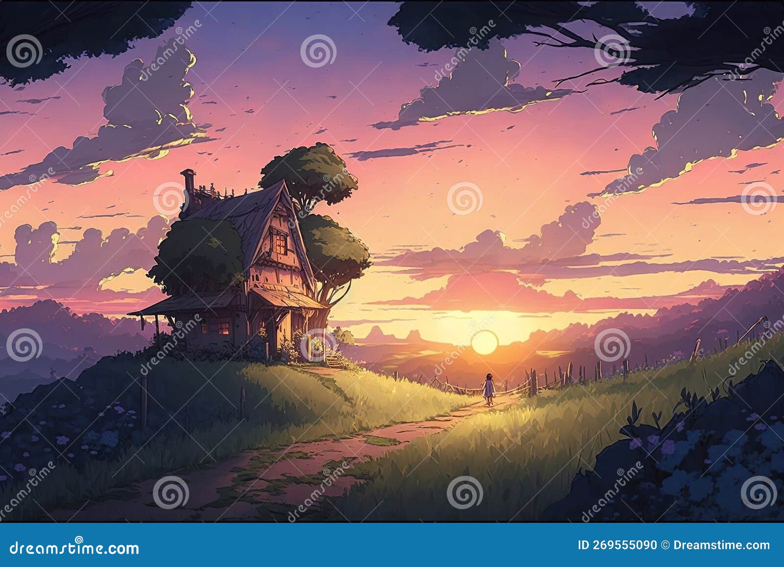 Anime Sunrise Scenery Sky Clouds 4K Wallpaper #222