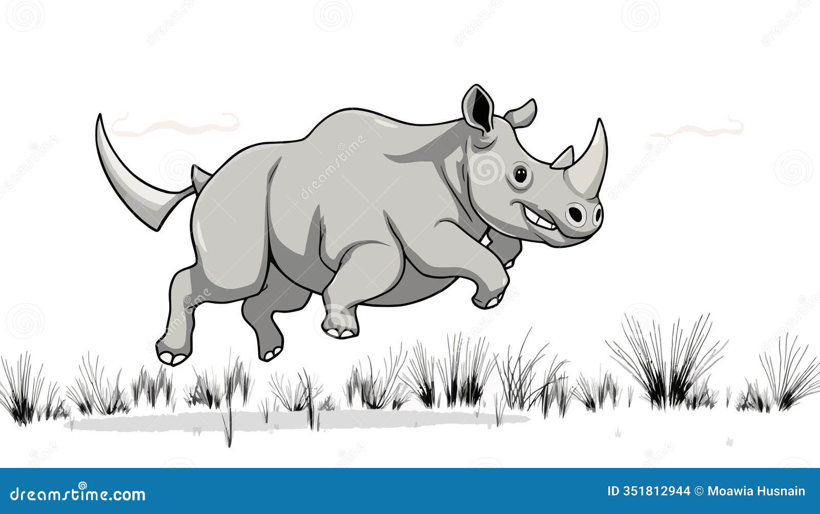 lovely artwork of cheerful rhinoceros jumping generated with ai