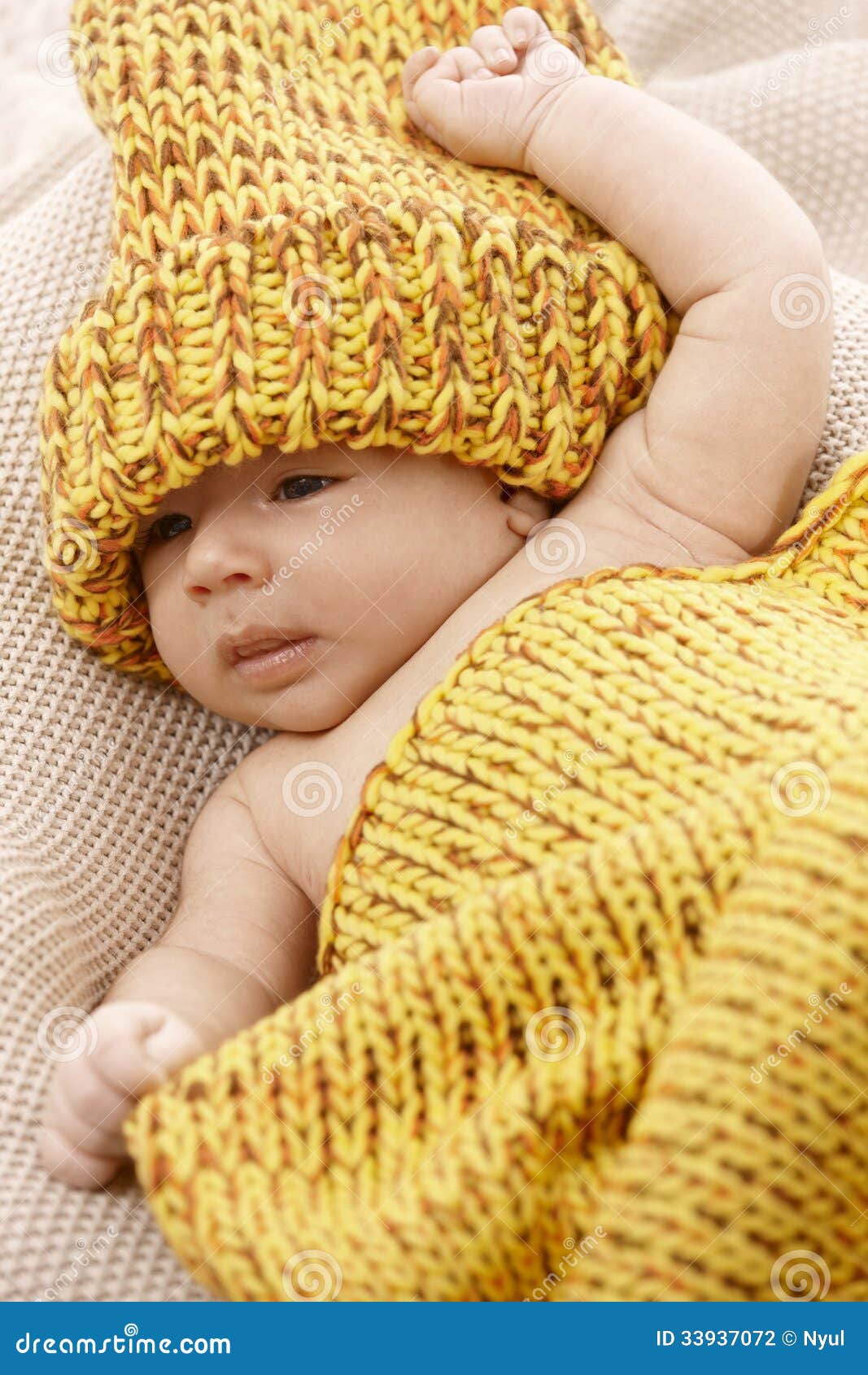 Lovely Baby in Yellow Knitwear Stock Photo - Image of european ...