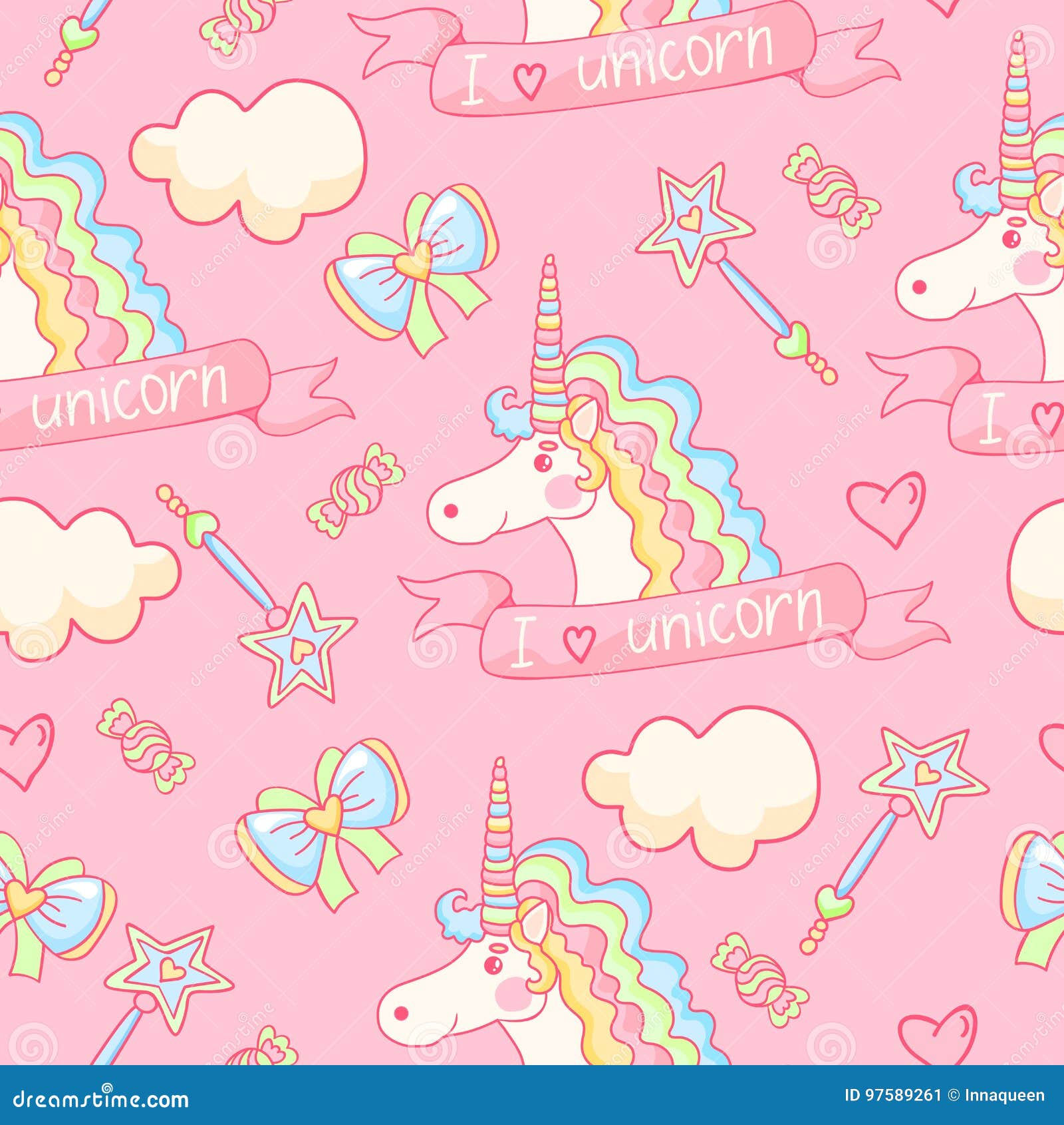 Lovely Background I Love Unicorn Stock Illustration