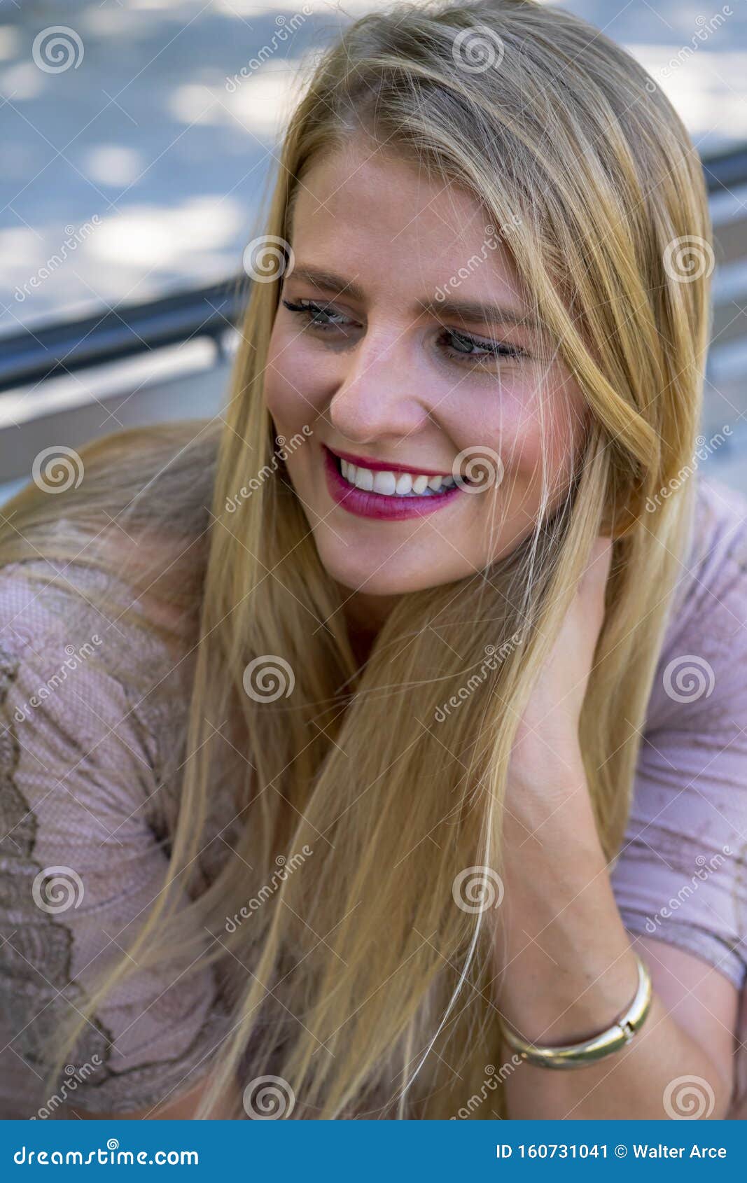 A Lovely Blonde Model Enjoys A Summers Day Outdoors At The Park Stock Image Image Of Glamour