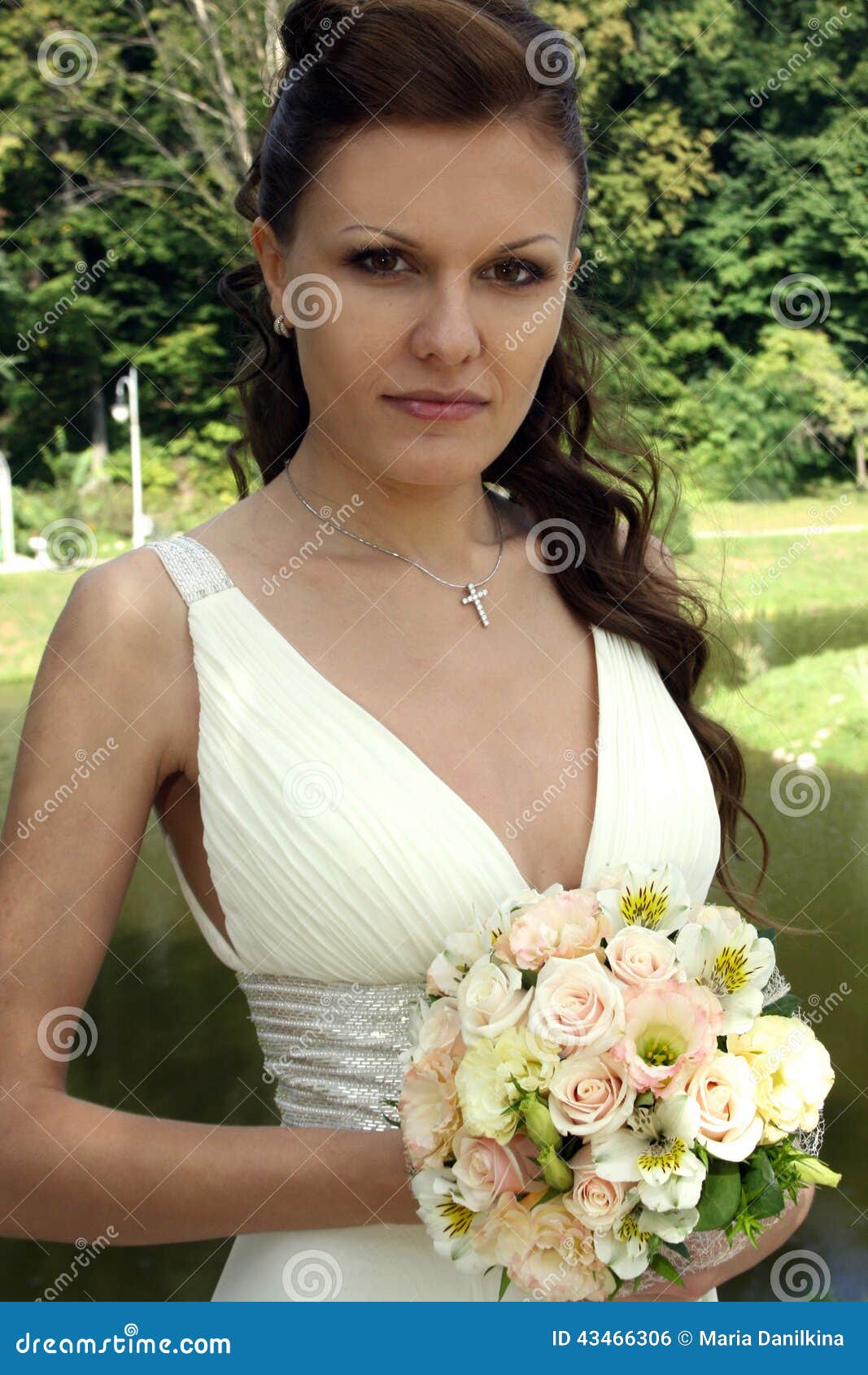 Lovely bride with bouquet stock photo. Image of engagement 43466306