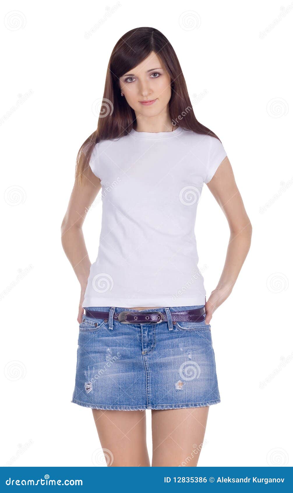 Lovely brunette in denim stock photo. Image of alluring - 12835386