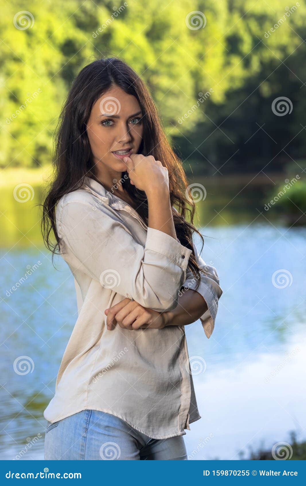 Lovely Brunette Model Posing Outdoors Stock Image Image Of Face