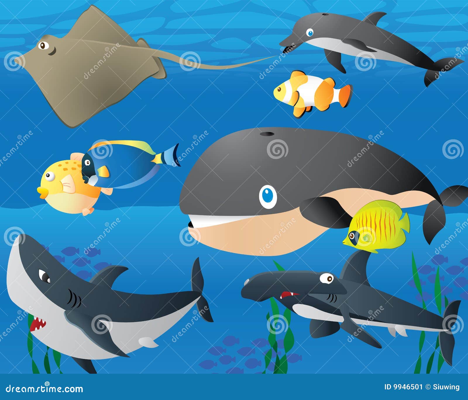 Lovely Cartoon Sea Life Background Stock Vector - Illustration of ...