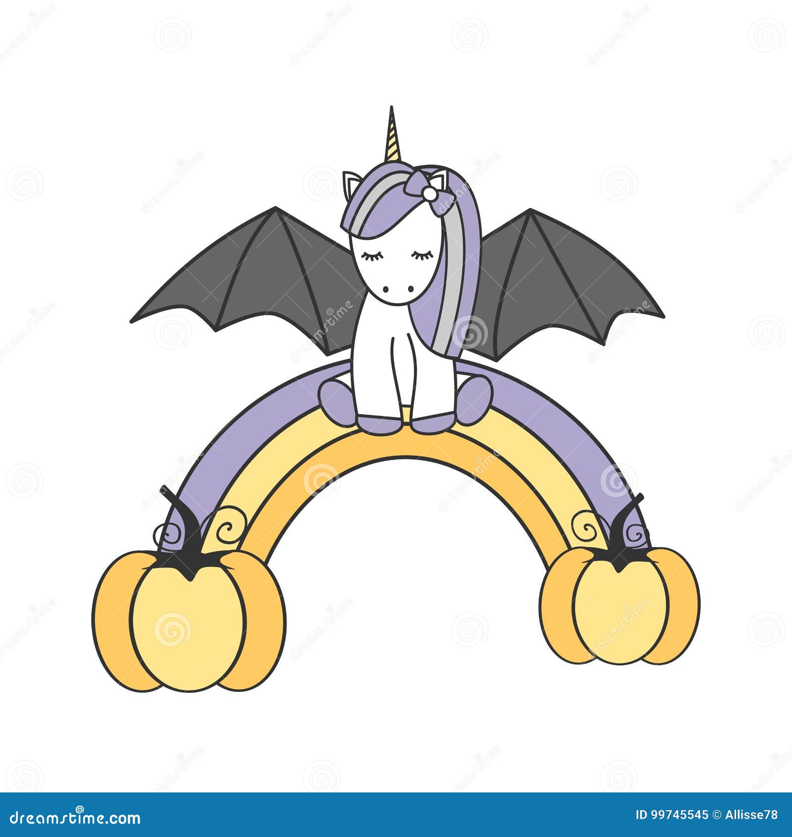 Download Cute Lovely Cartoon Vector Bat Unicorn Sitting On ...