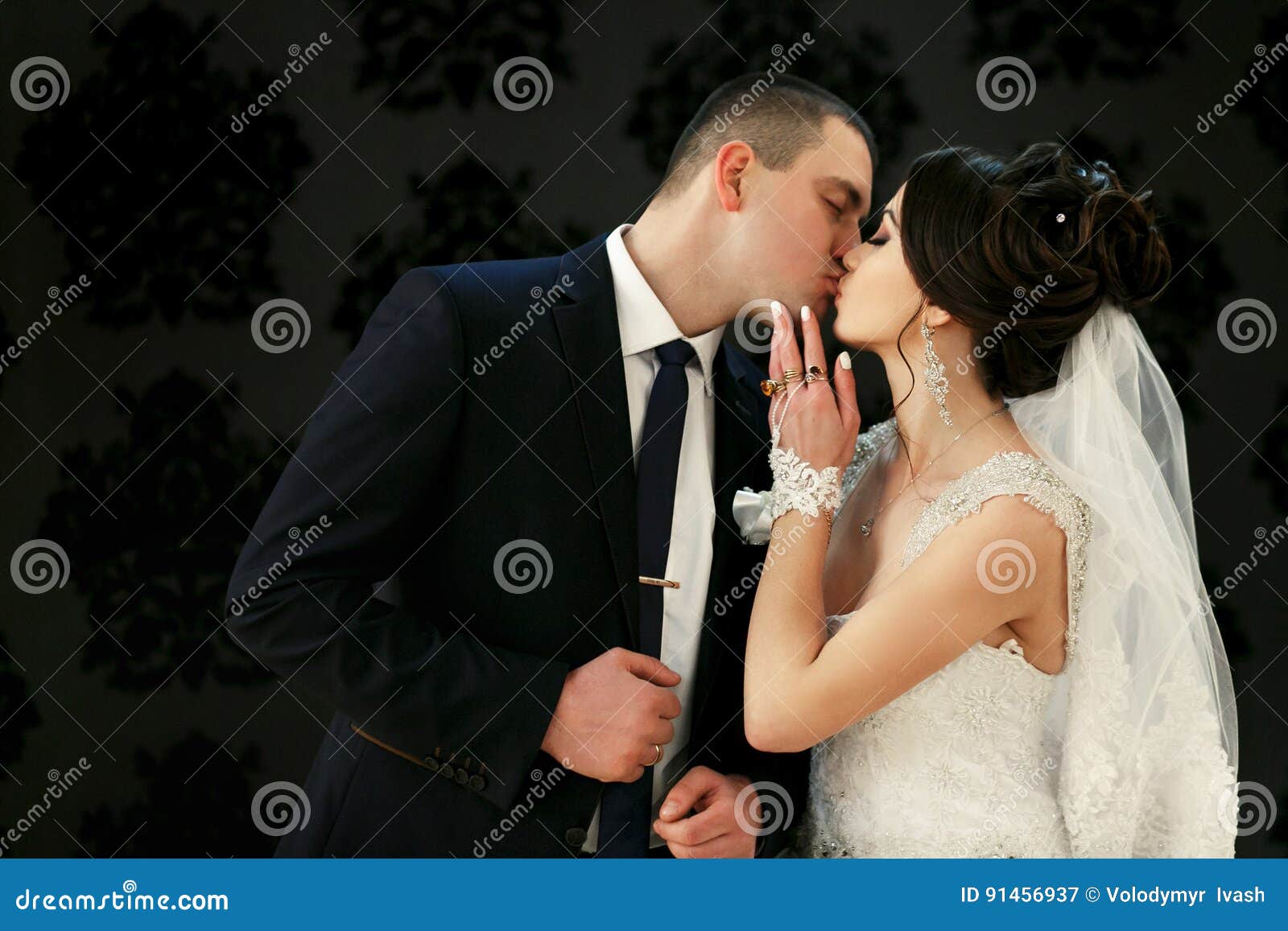The Lovely Couple In Love Kissing Near Wall Stock Image Image Of Girl
