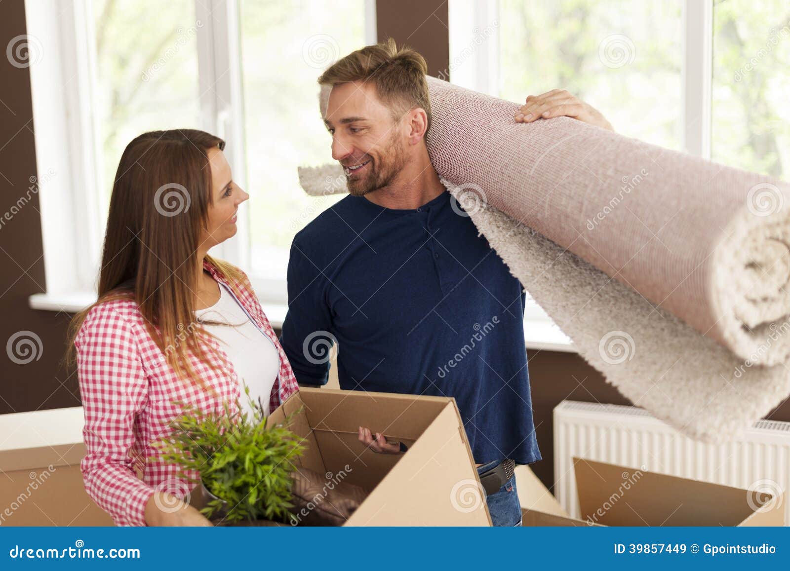 Lovely Couple In New Home Stock Image Image Of Enjoyment 39857449
