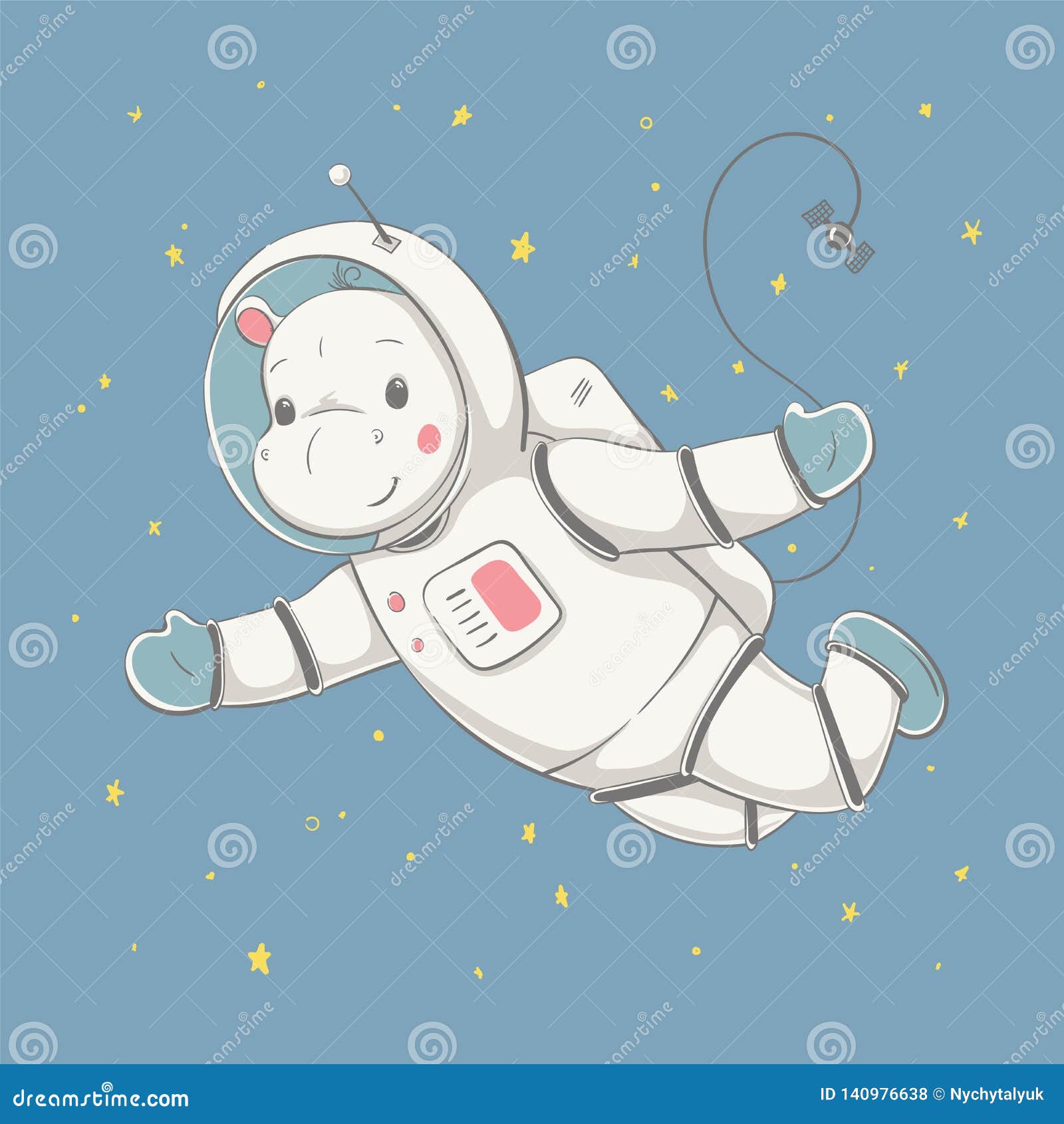Lovely Cute Hippo Flies in Space with the Space Station. Space Series of Children`s Card Stock Vector - Illustration of style, suit: 140976638 Lovely Cute Hippo Flies in Space with the Space Station. Space Series of Children`s Card Stock Vector - Illustration of style, suit: 140976638