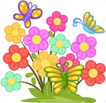 Lovely Flower with Butterflies Stock Vector - Illustration of flower ...