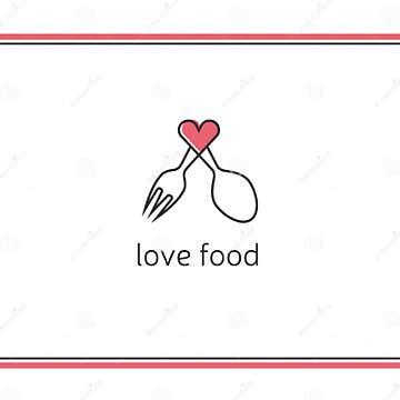 Lovely Food Logo Template. Fork and Spoon Silhouettes with Heart Shape ...