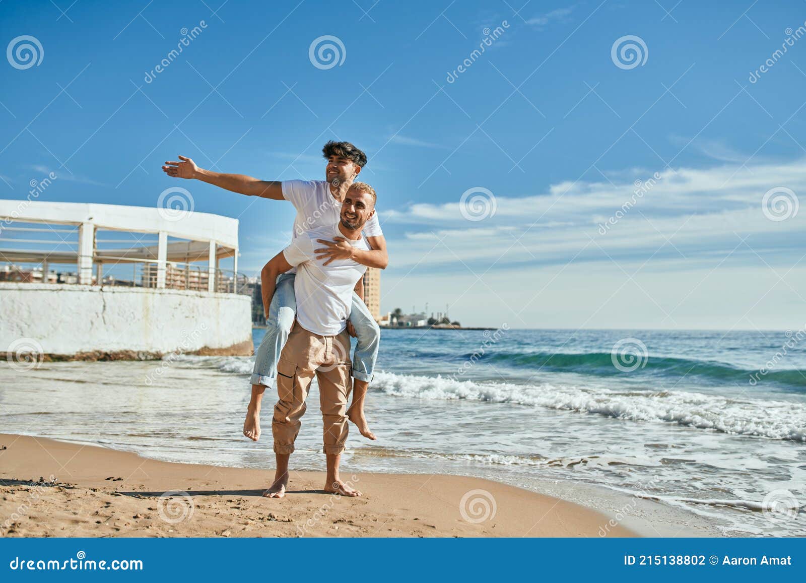 Lovely Gay Couple On Piggyback Ride Stock Photo 1892144086