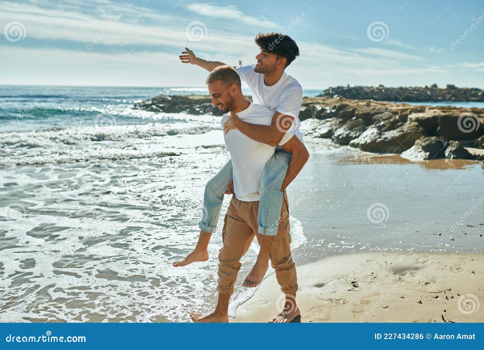 Lovely Gay Couple On Piggyback Ride Stock Photo 1892144086