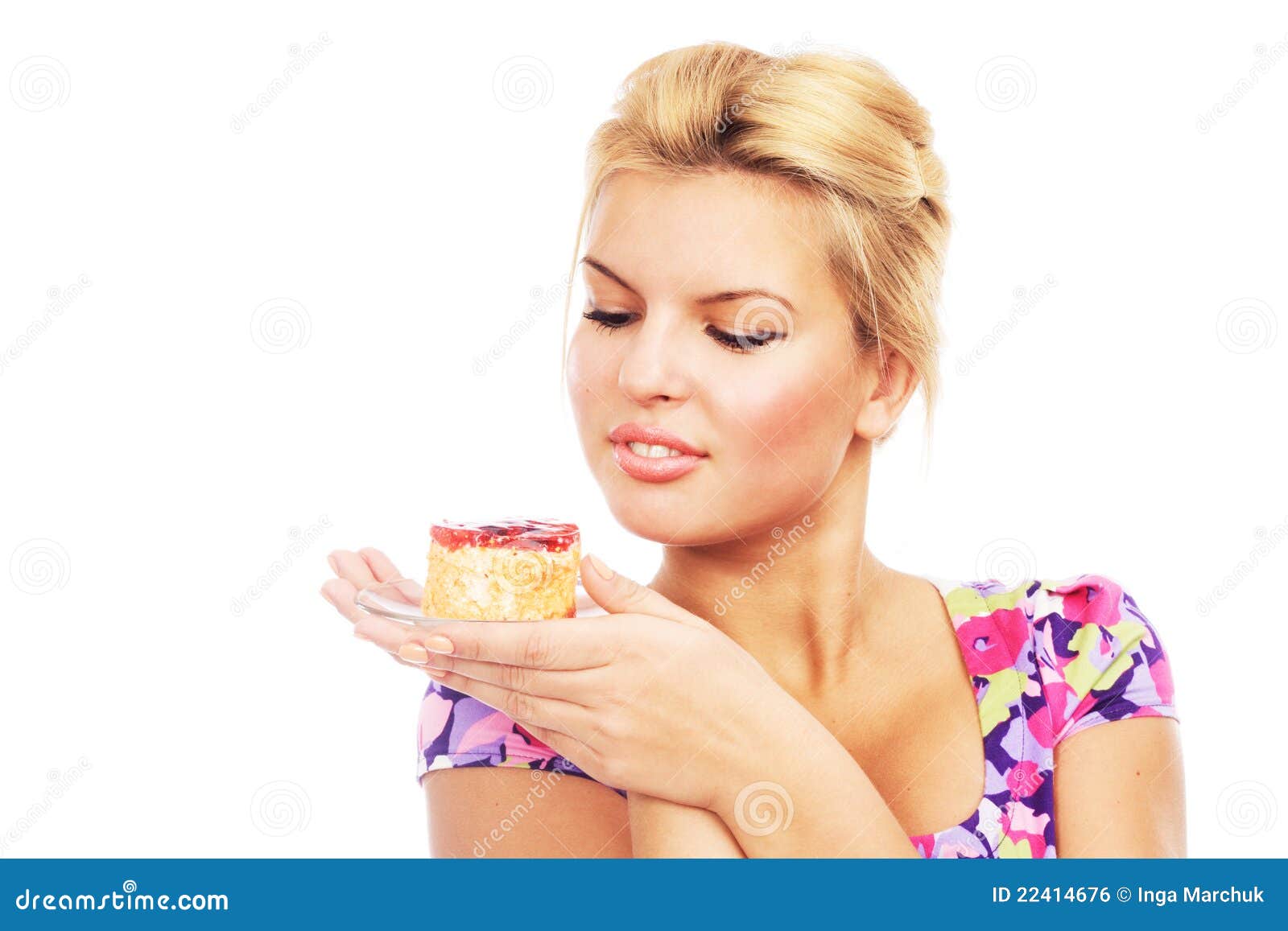 Lovely Girl with a Fruit Cake Stock Photo Image of food, delicious