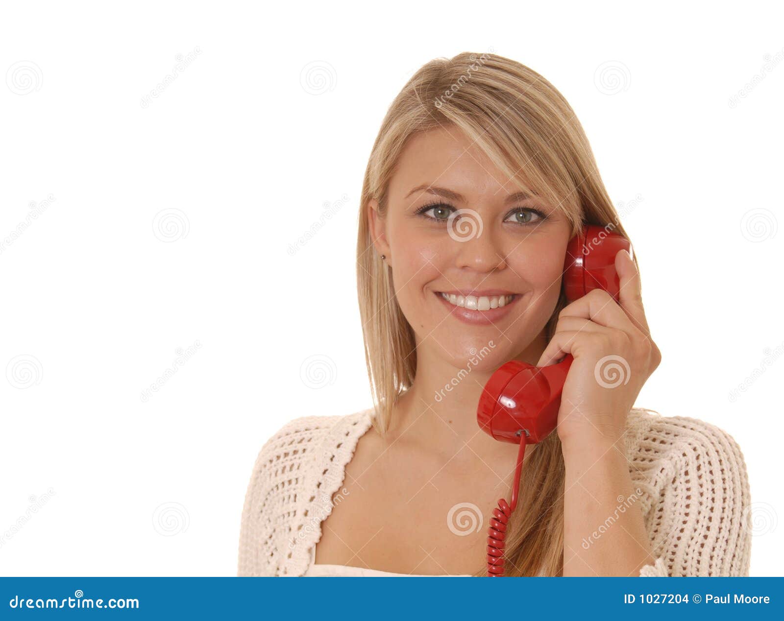 Lovely Girl on Telephone stock photo. Image of happy, communication