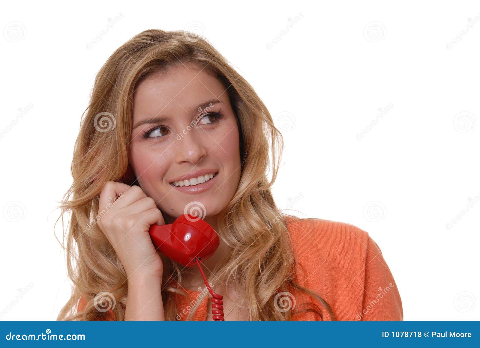 Lovely Girl on Telephone stock photo. Image of 1078718