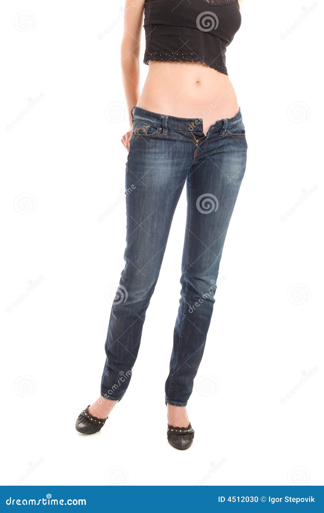 lovely girl undress blue jeans