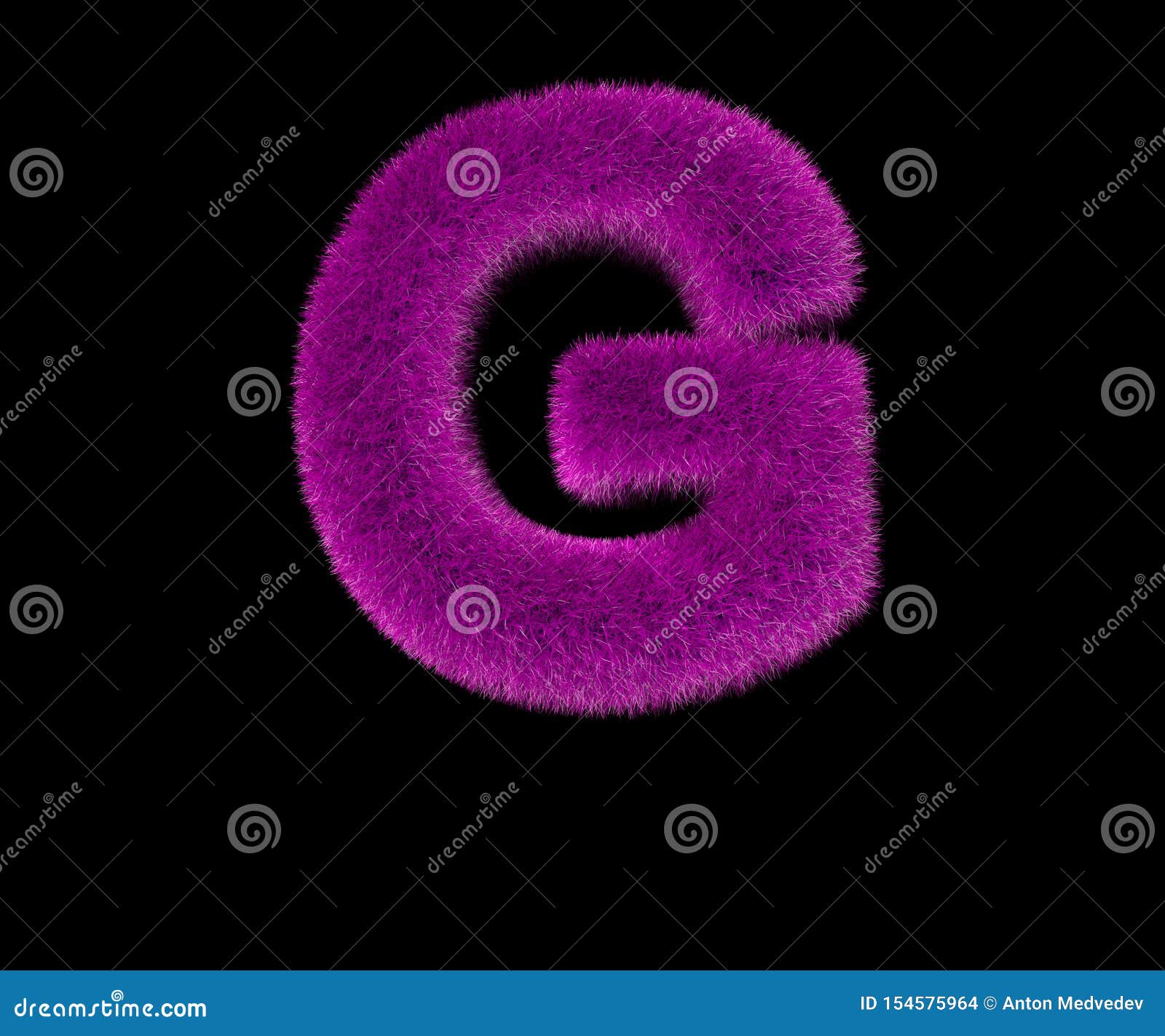 lovely glamorous purple hairy font  on black - letter g, glamorous concept 3d  of s