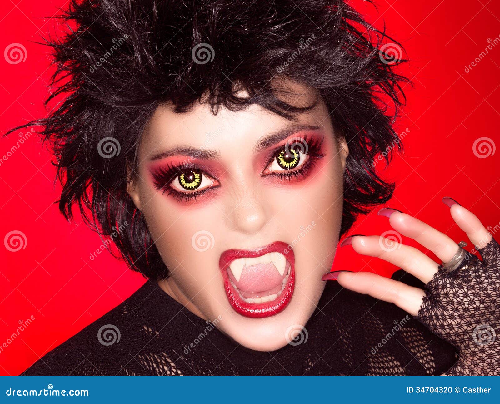 Lovely Gothic Girl. Vampire Makeup. Caricature Stock Photo - Image of ...