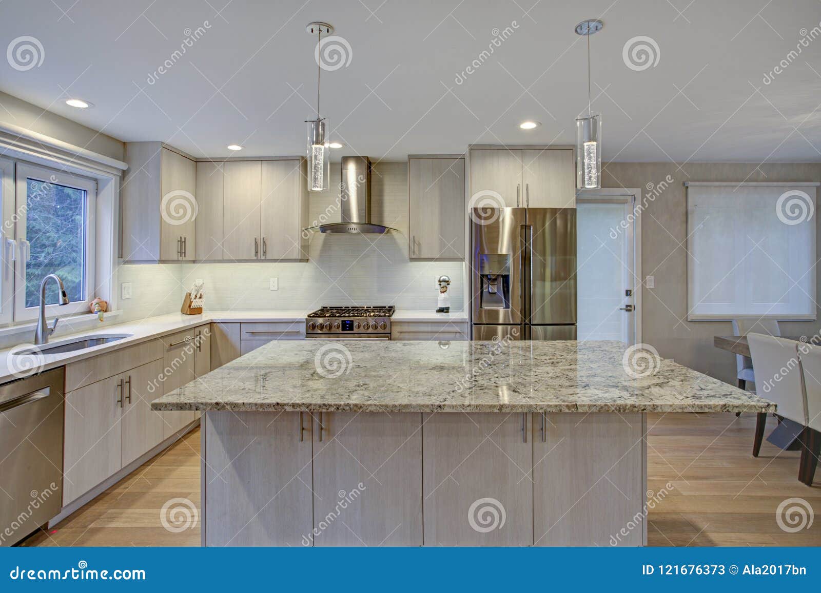 Lovely Kitchen Room With Kitchen Island Stock Image Image Of
