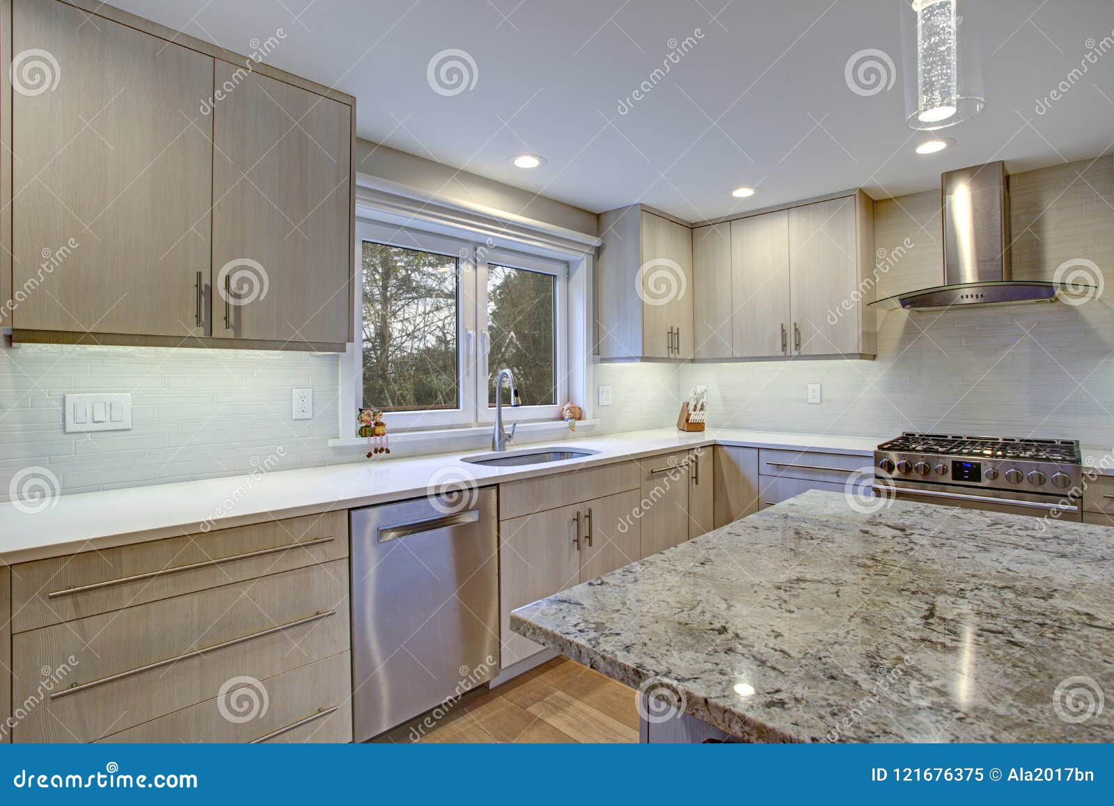 Lovely Kitchen Room With Kitchen Island Stock Image Image Of