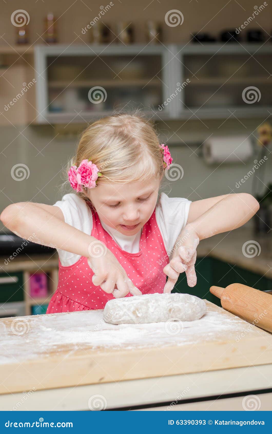 Lovely Little Girl with Dough Stock Image Image of girl, board 63390393