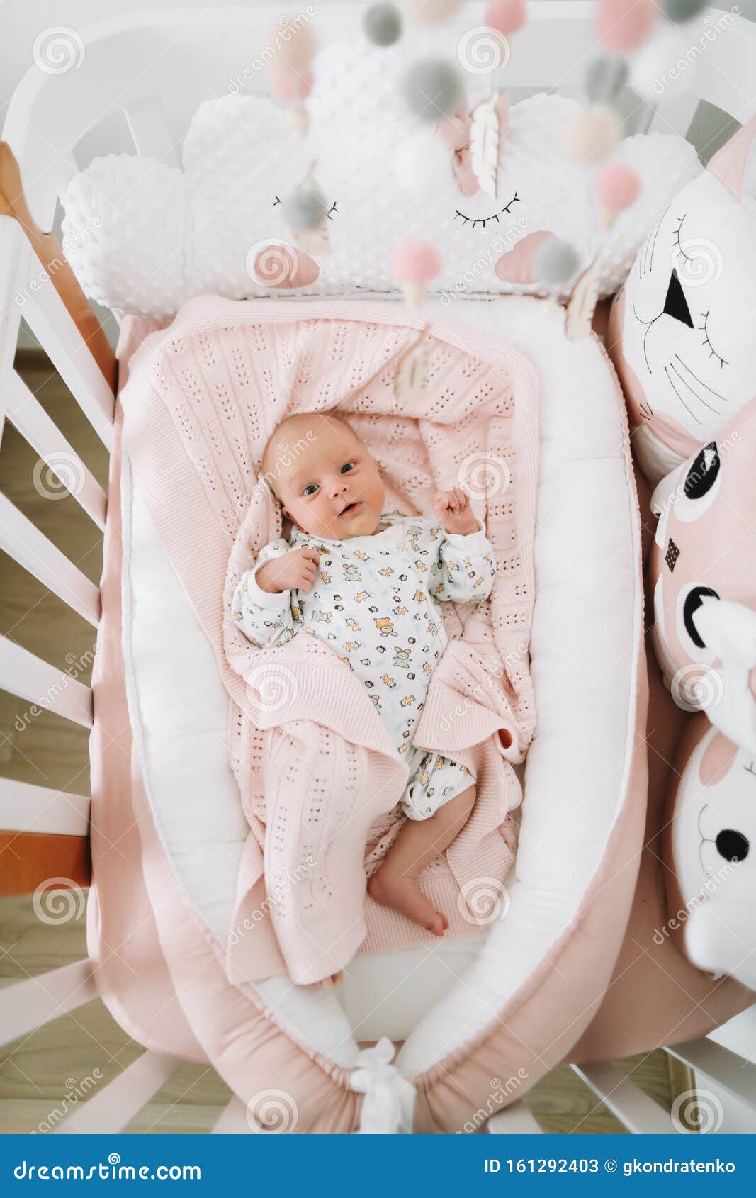 A Lovely Newborn Baby Girl On A Blanket Portrait Of A Beautiful Newborn Baby Newborn Girl In Bed Healthy Baby Soon After Birth Stock Image Image Of Beauty