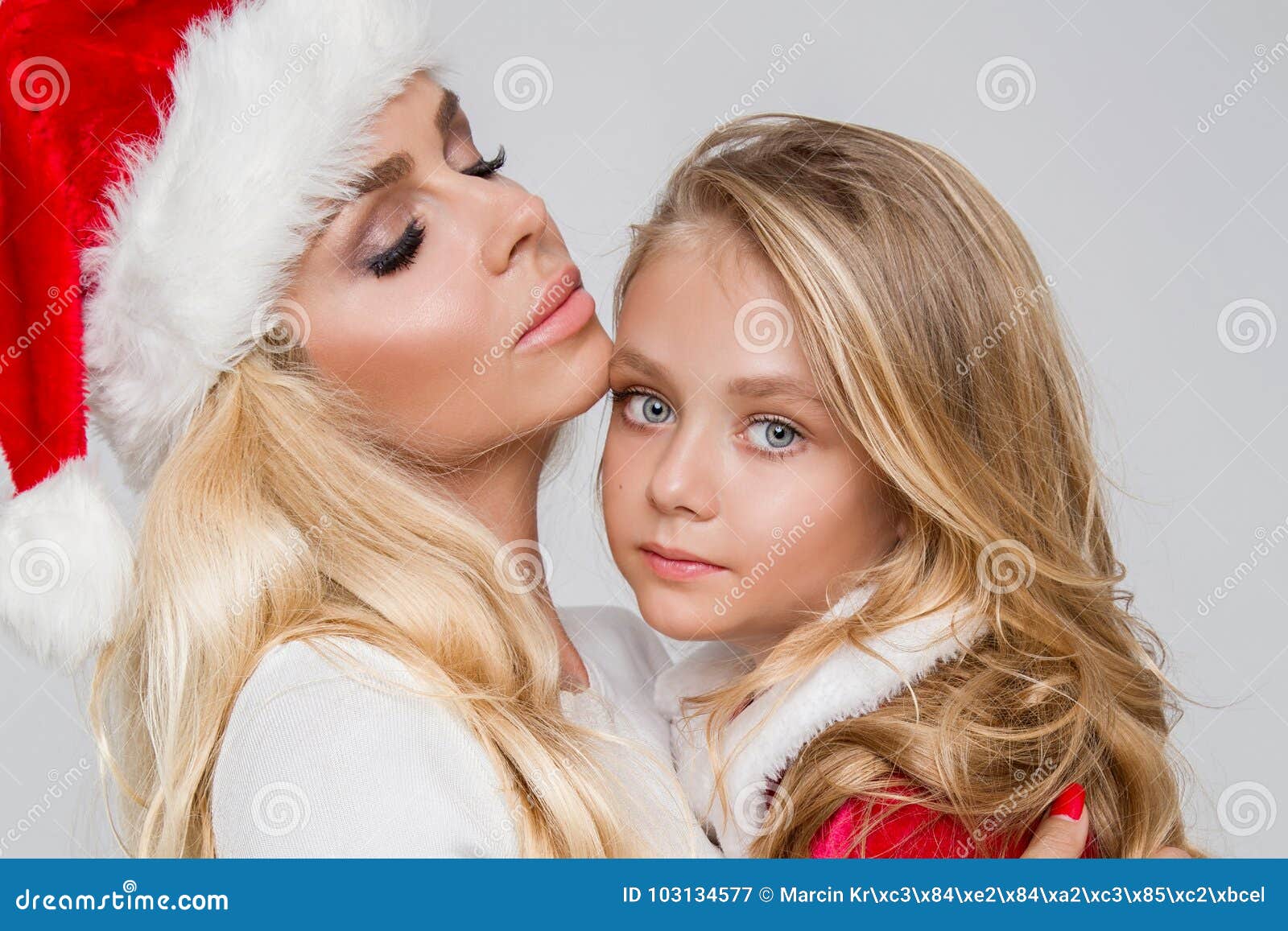 Beautiful Blonde Female Model Mother With Daughter