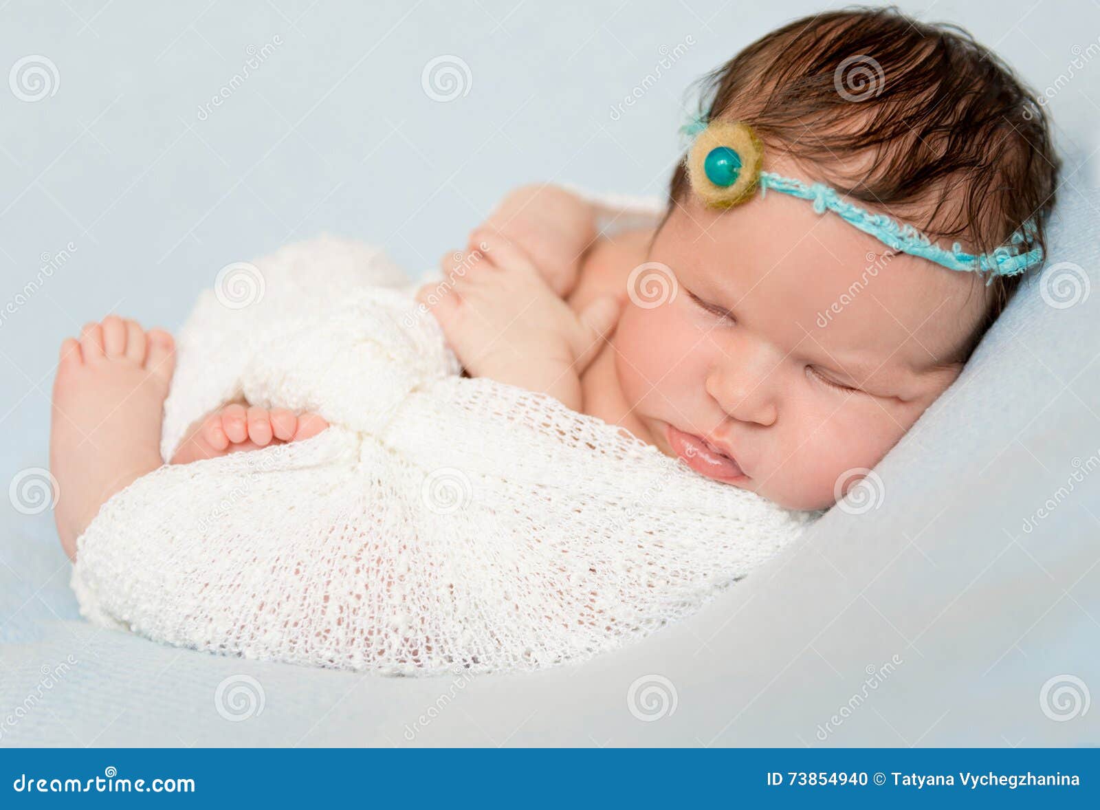 Lovely Sleeping Wrapped Baby with Bare Feet Stock Photo Image of foot