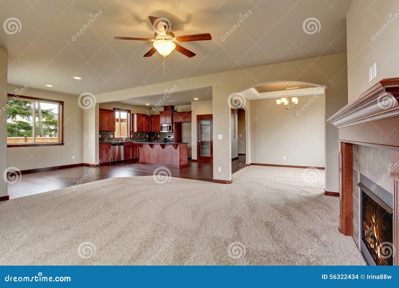 lovely unfurnished living room with carpet.