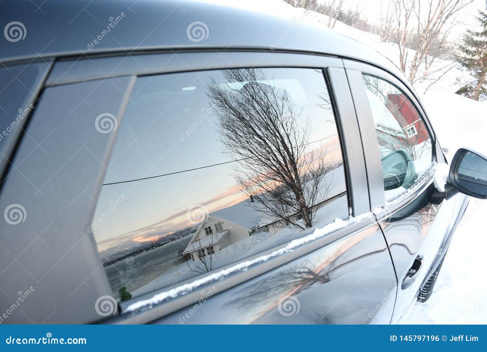 Beautiful Scene Reflected on Car Window Stock Photo - Image of black,  winter: 145797196