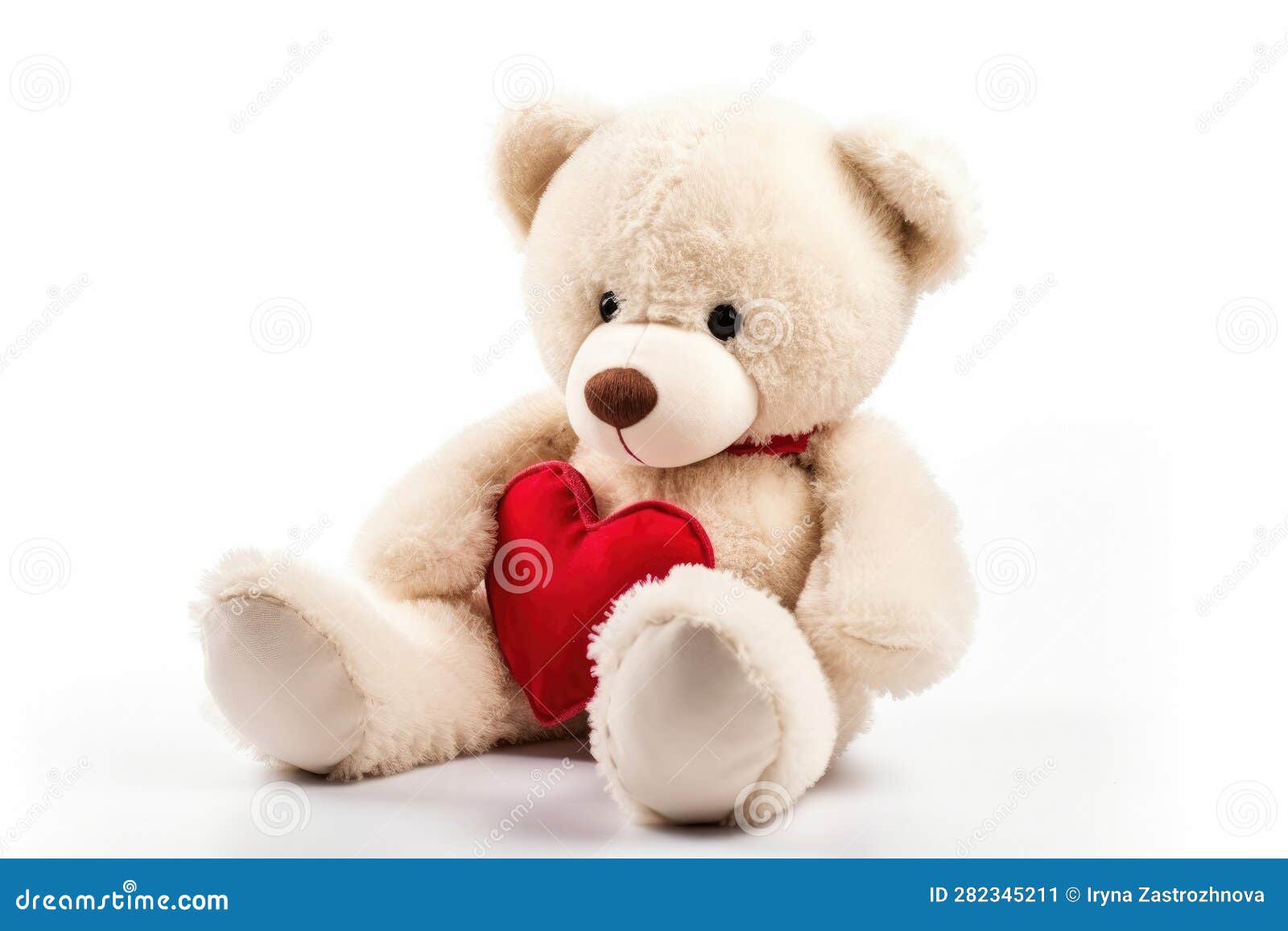Lovely White Teddy Bear with a Red Heart Stock Illustration