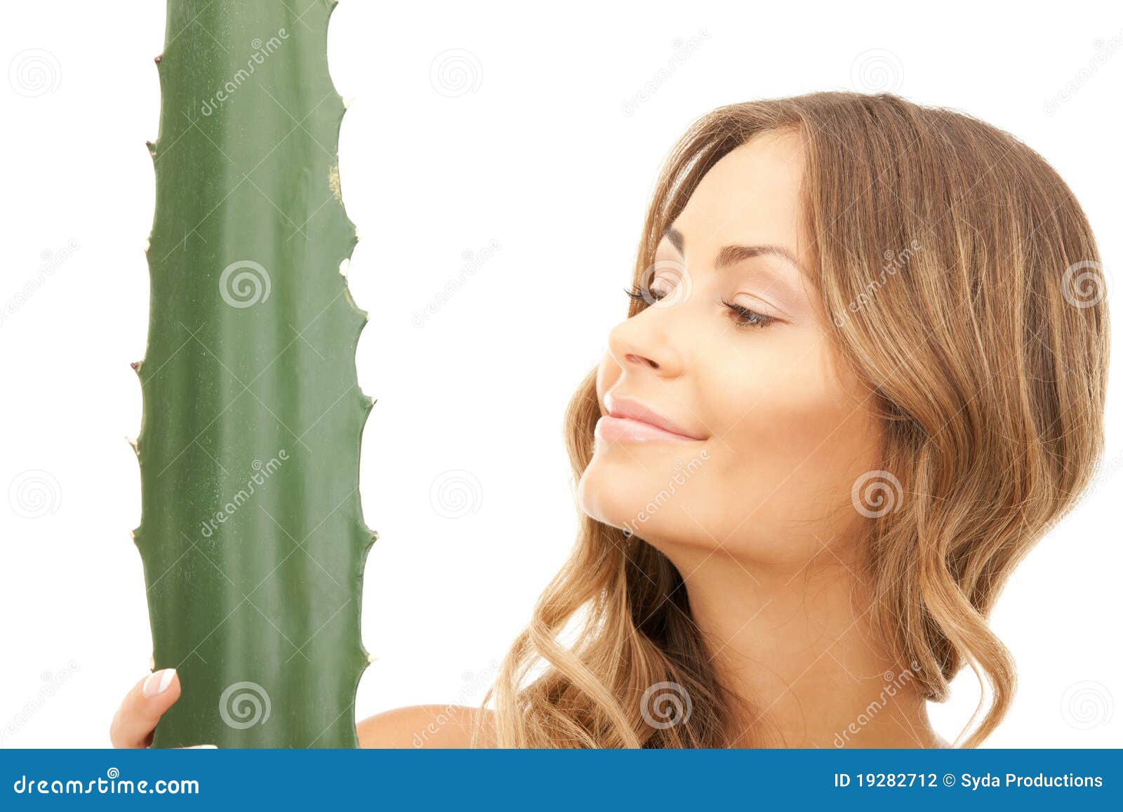 Lovely Woman with Aloe Vera Stock Photo - Image of care, health: 19282712