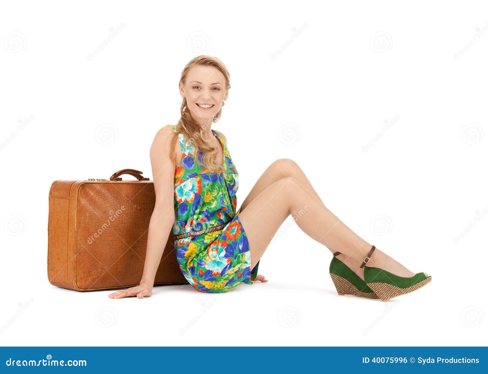 Lovely woman with suitcase stock photo. Image of friendly 40075996