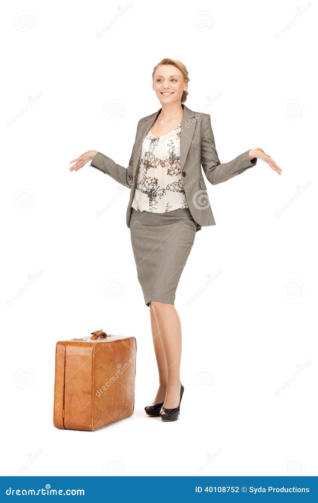 Lovely woman with suitcase stock photo. Image of case 40108752