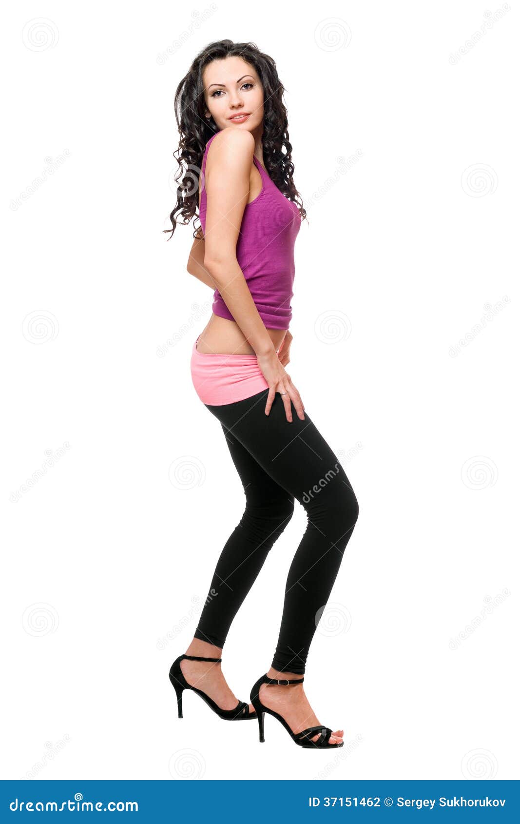 Lovely Young Brunette in a Black Leggings Stock Photo - Image of ...