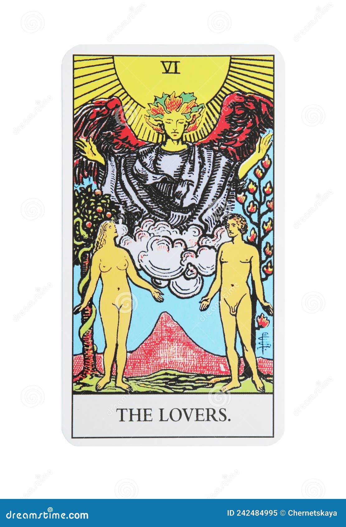 the lovers  on white. tarot card