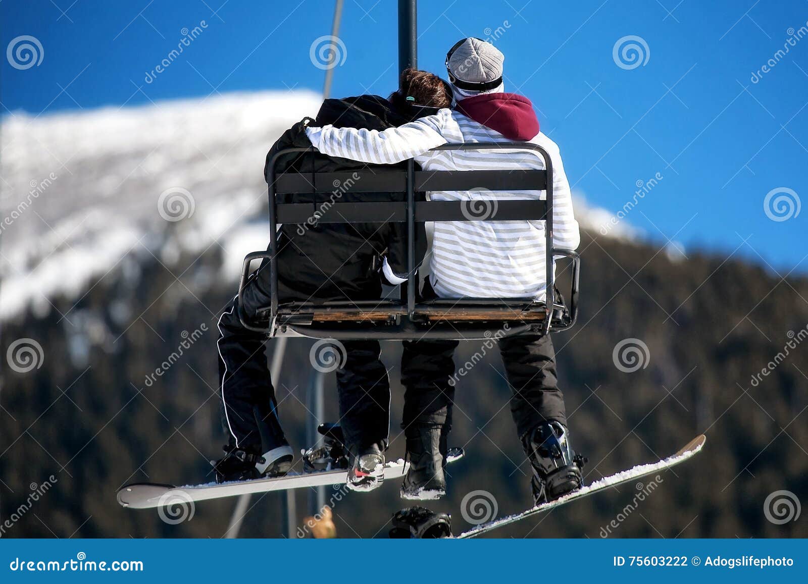 lovers on ski lift