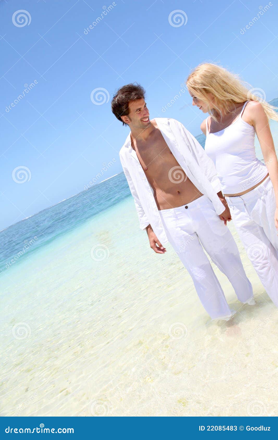 Lovers Walking by the Beach Stock Image Image of travel, married