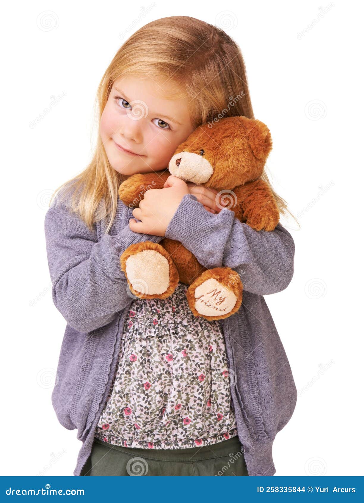 She Loves Her Teddy. a Cute Little Girl Holding Her Teddy Bear. Stock ...