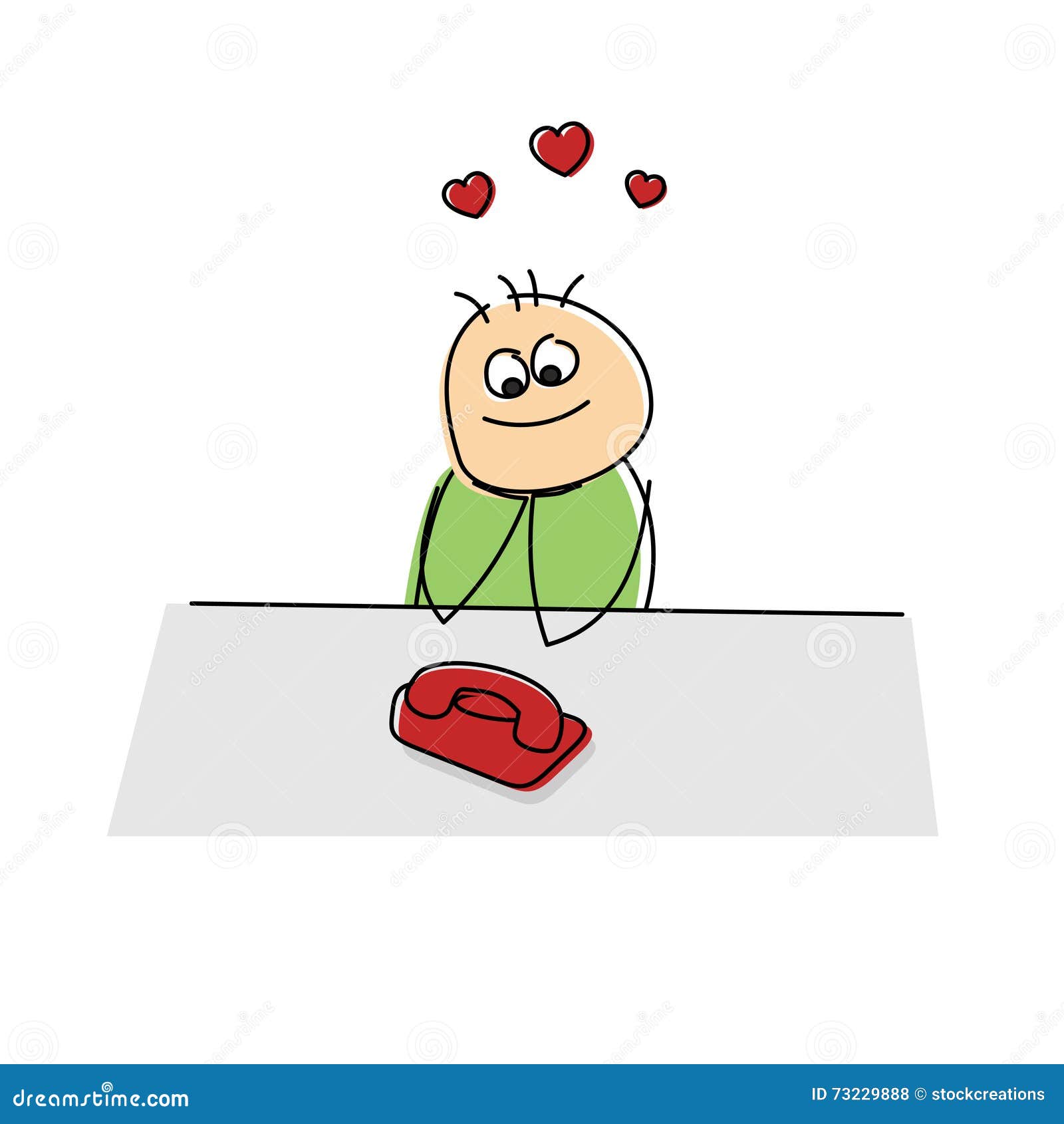 Lovesick Cartoon Figure Sitting Watching A Phone Stock ...