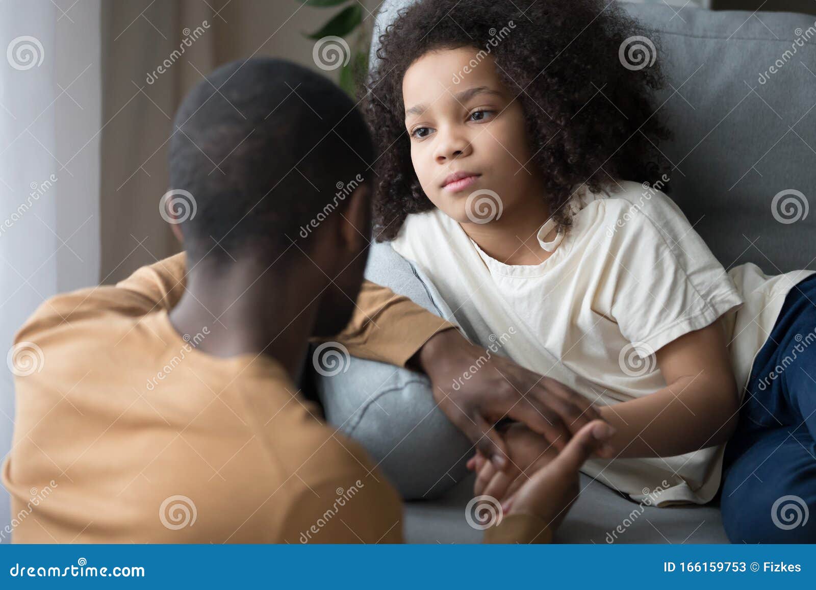 loving black father talk supporting upset daughter