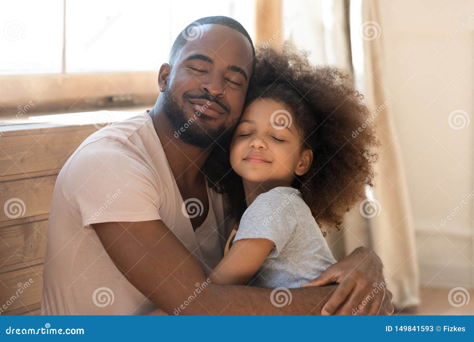 Loving African Family Cute Funny Child Daughter Embrace Happy ...