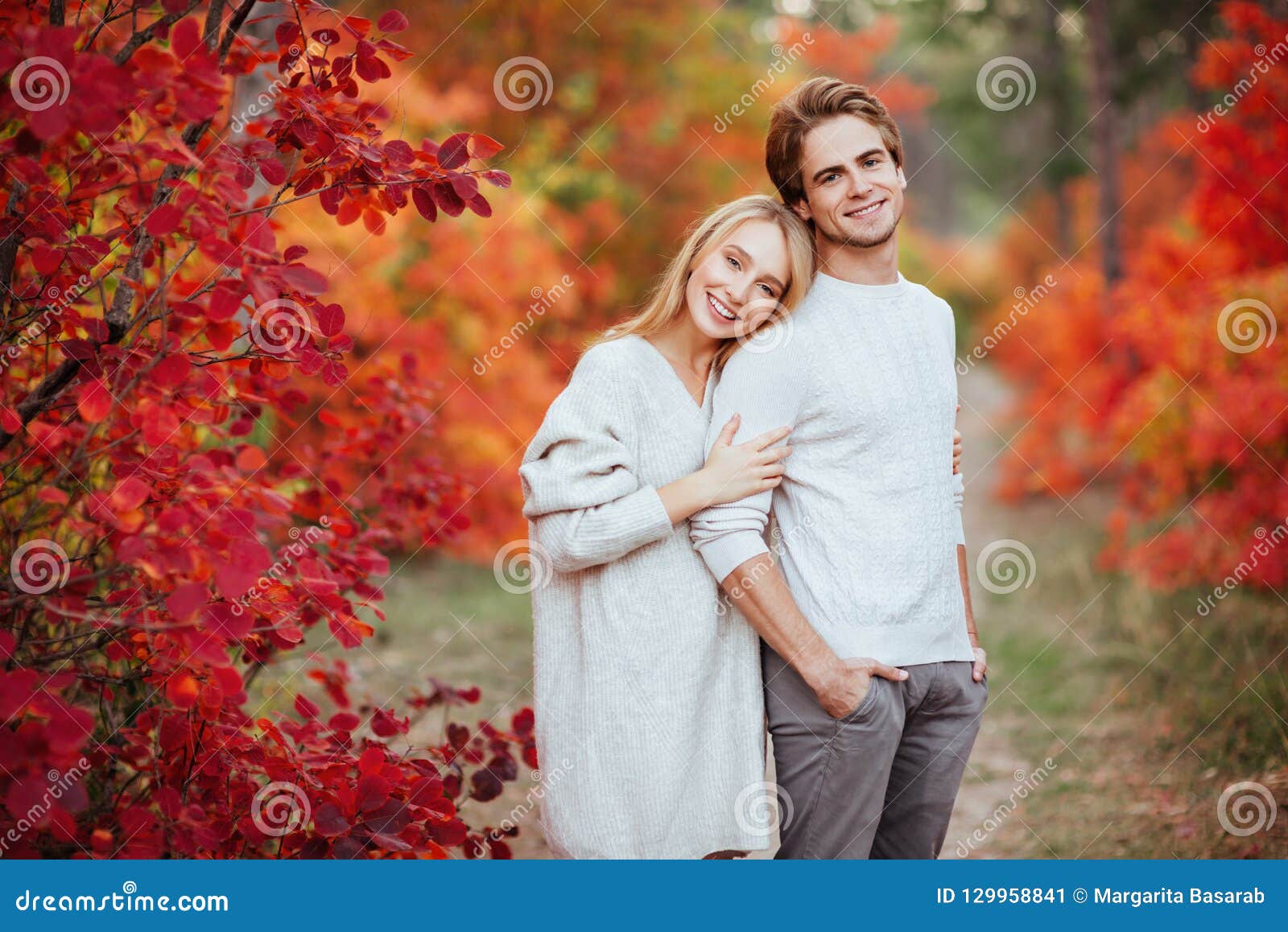 Loving Couple In The Autumn Park Stock Image Image Of Holidays