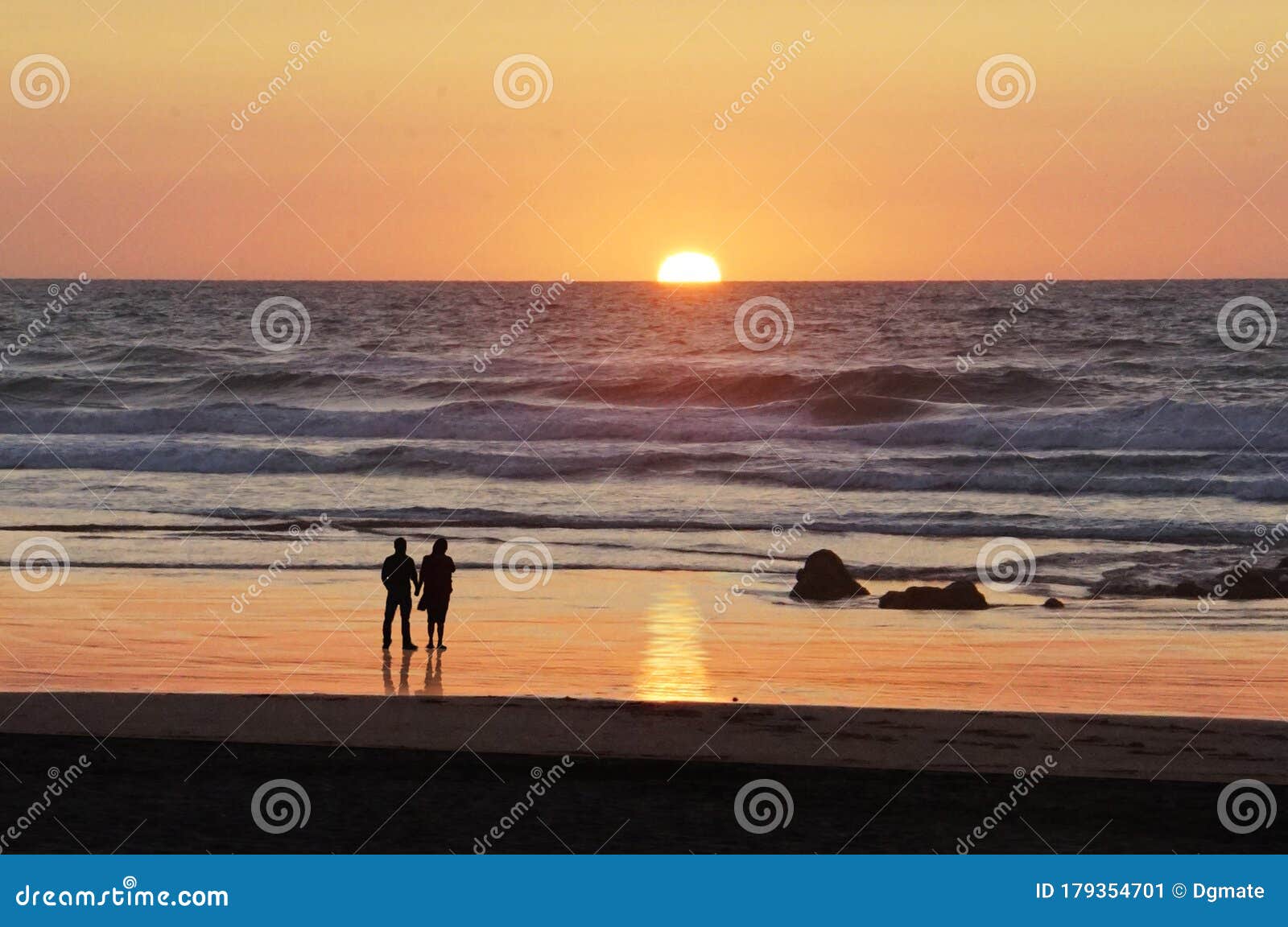Loving Couple in the Beach Watching Sunset Stock Image - Image of shore ...