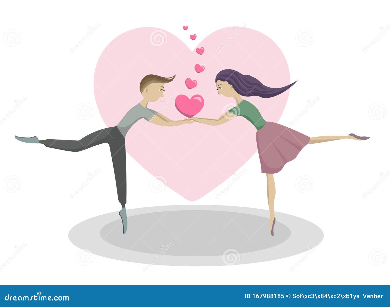 Happy valentines love story concept of a romantic couple against chalk  drawings background. Male pole dancing on a lamppost while walking with  girlfriend Stock Photo - Alamy