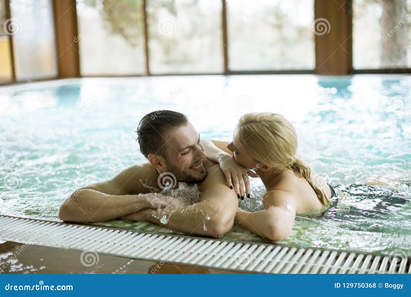 Loving Couple Relaxing In Hot Tub Stock Photo Image Of Person