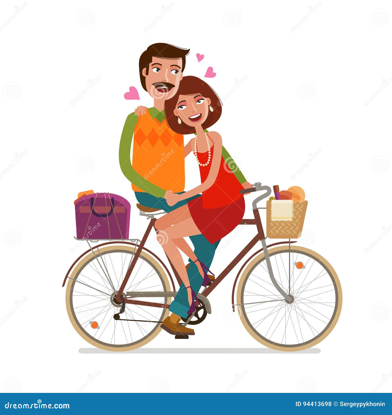 Loving Couple Riding on Picnic by Bicycle. Cartoon Vector Illustration Stock Vector - Illustration of people, funny: 94413698 Loving Couple Riding on Picnic by Bicycle. Cartoon Vector Illustration Stock Vector - Illustration of people, funny: 94413698