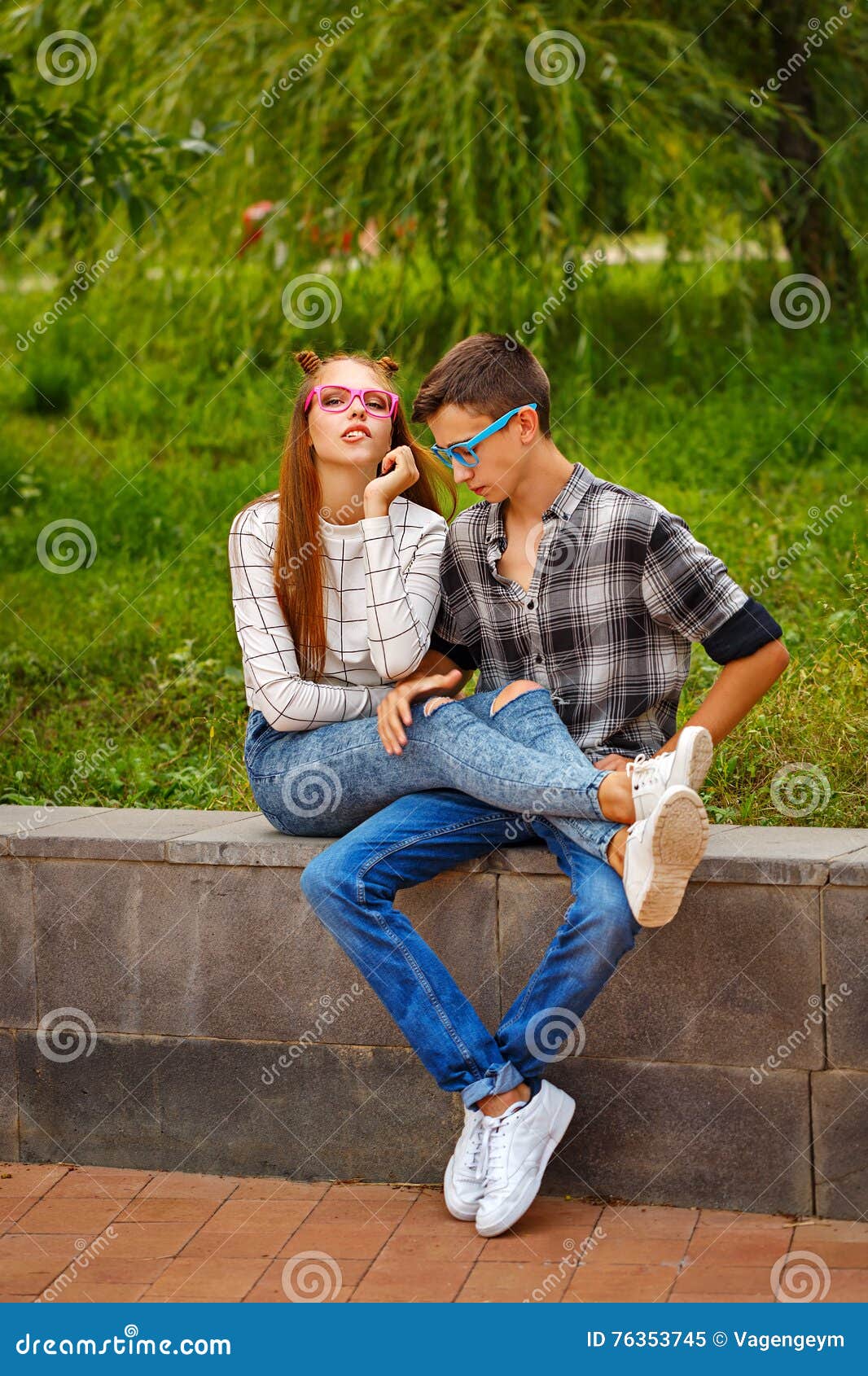 Loving Couple Teens Stock Imag