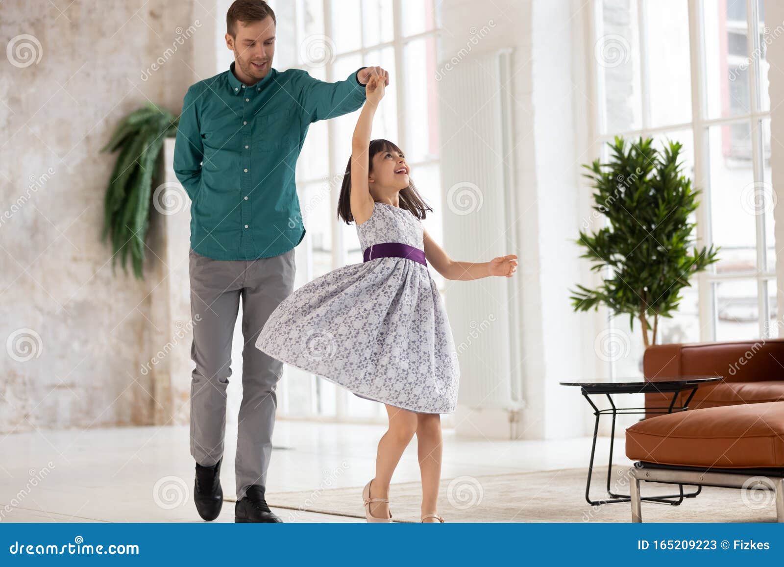 Loving Dad Dancing Swaying Smiling Preschooler Daughter Stock Image Image Of Ballet Event